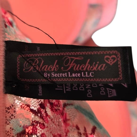 Black Fuschia By Secret Lace Pink Floral Lace Bra Size 44C - Picture 6 of 6